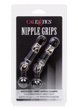 Weighted Twist Nipple Clamps Silver CalExotics
