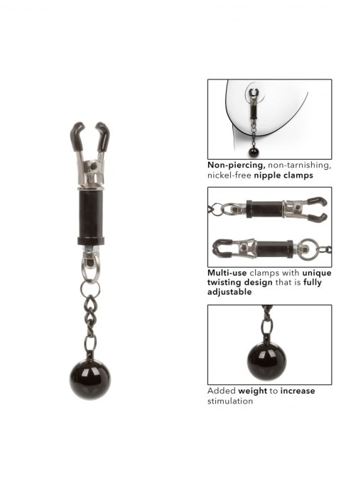 Weighted Twist Nipple Clamps Silver Calexotics