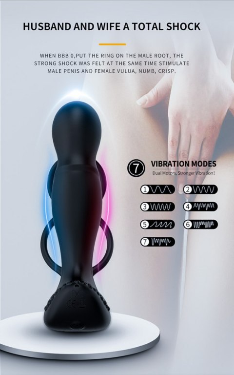 Masażer prostaty - Silicone Massager 7 Function and Heating Function, Black B - Series Fox