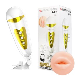 Wibrujący Masturbator - SALLY, 12 vibration functions Sex talk Suction base Pretty Love