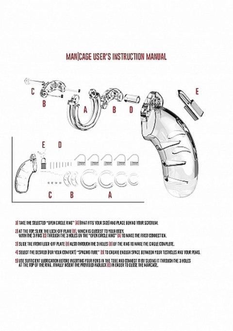 Model 02 - Chastity - 3.5"" - Cock Cage - Transparent ManCage