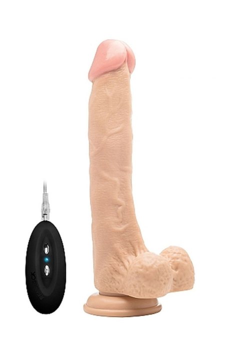 Vibrating Realistic Cock - 10"" - With Scrotum - Skin RealRock