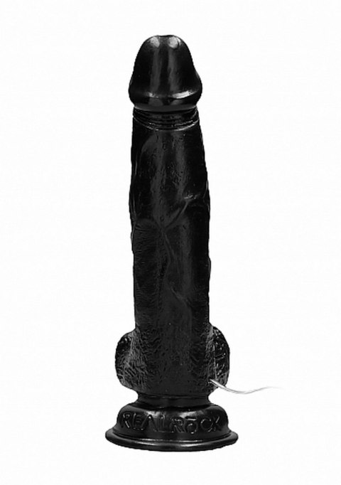 Vibrating Realistic Cock - 8"" - With Scrotum - Black RealRock