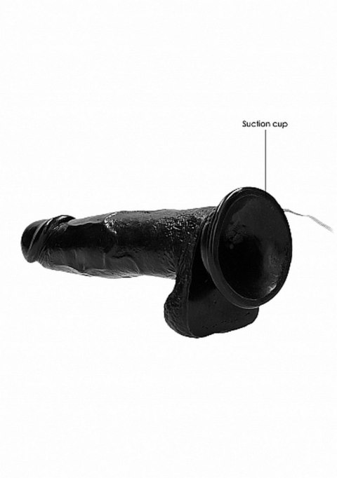 Vibrating Realistic Cock - 8"" - With Scrotum - Black RealRock