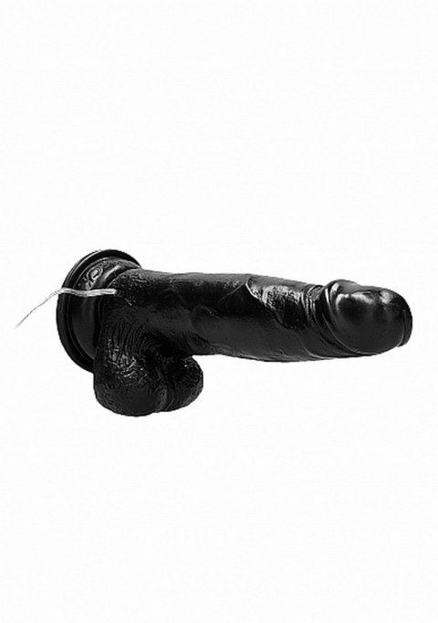 Vibrating Realistic Cock - 8"" - With Scrotum - Black RealRock