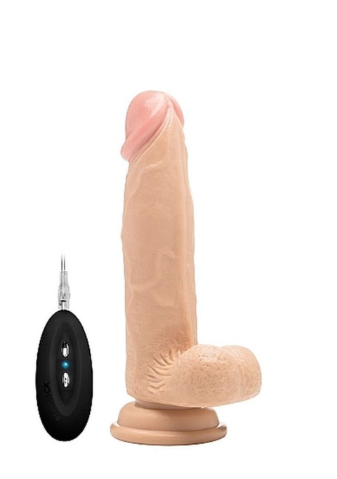 Vibrating Realistic Cock - 8"" - With Scrotum - Skin RealRock