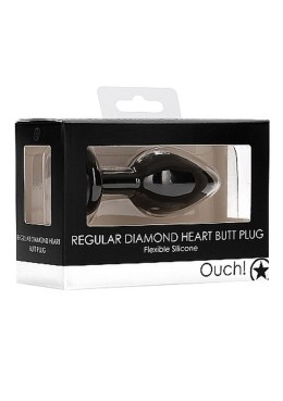 Diamond Heart Butt Plug - Regular - Black Ouch!
