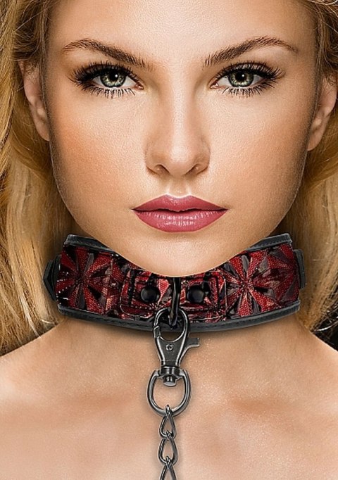 Luxury Collar with Leash - Burgundy Ouch!