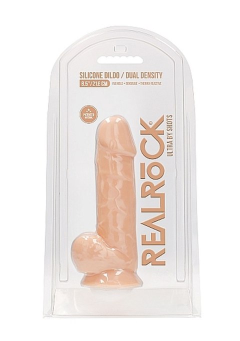 Silicone Dildo With Balls - 21,6 cm - Flesh RealRock