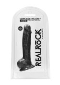 Silicone Dildo With Balls - 22,8 cm - Black RealRock