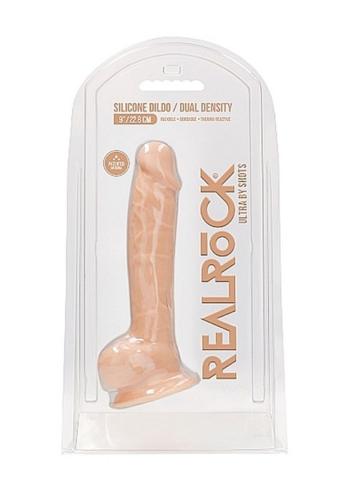 Silicone Dildo With Balls - 22,8 cm - Flesh RealRock