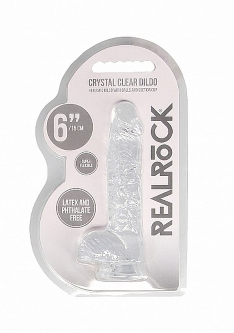 6"" / 15 cm Realistic Dildo With Balls - Transparent RealRock