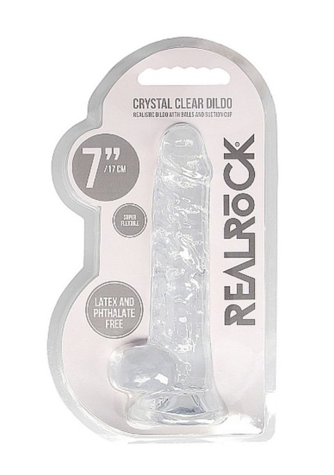 7" Realistic Dildo With Balls - Transparent RealRock