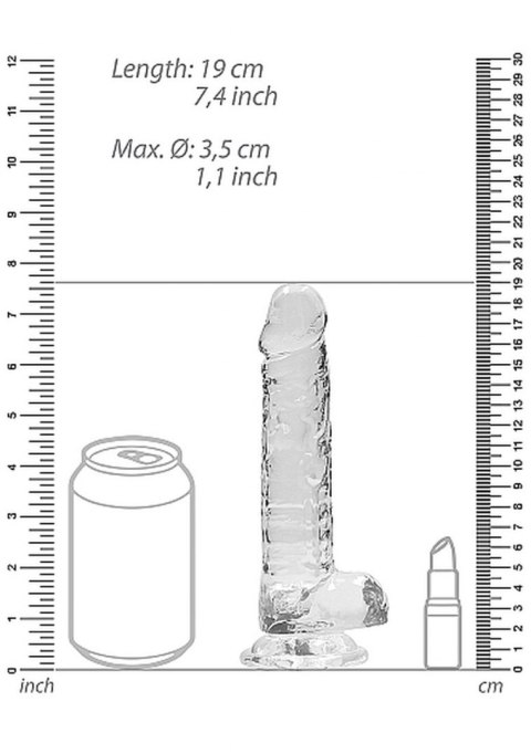 7" Realistic Dildo With Balls - Transparent RealRock