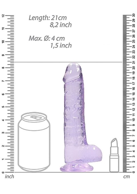 8"" / 20 cm Realistic Dildo With Balls - Purple RealRock