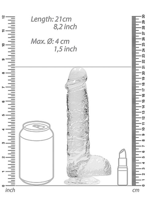 8"" / 20 cm Realistic Dildo With Balls - Transparent RealRock