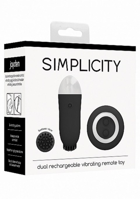 Jayden - Dual Rechargeable Vibrating Remote Toy - Black Simplicity