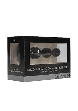 Silicone Beaded Diamond Butt Plug - Black Ouch!
