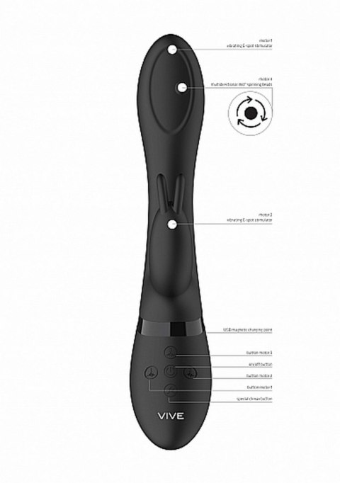 Wibrator Mira - Spinning G-spot Rabbit - Black Vive