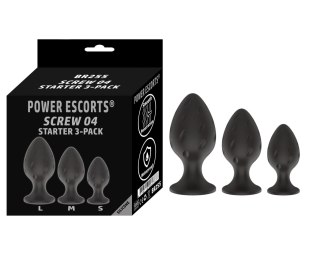 Plug-Screw 04 - 3-Pack Silicone Plugs Black Power Escorts