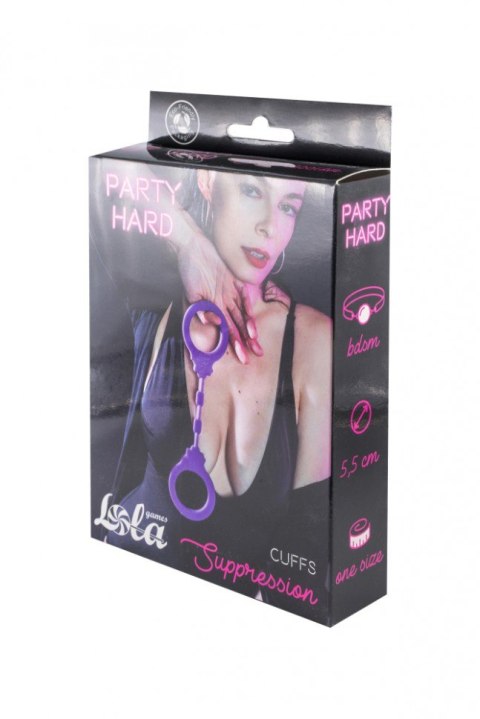 Kajdanki-Silicone Handcuffs Party Hard Suppression Purple Lola Games