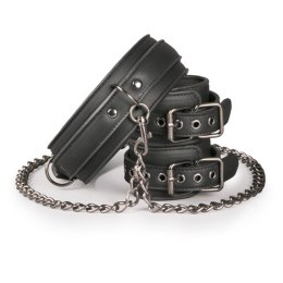 Kajdanki-Leather Collar With Handcuffs EasyToys
