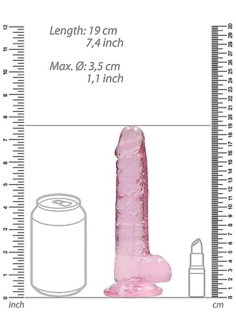 7"" / 18 cm Realistic Dildo With Balls - Pink RealRock