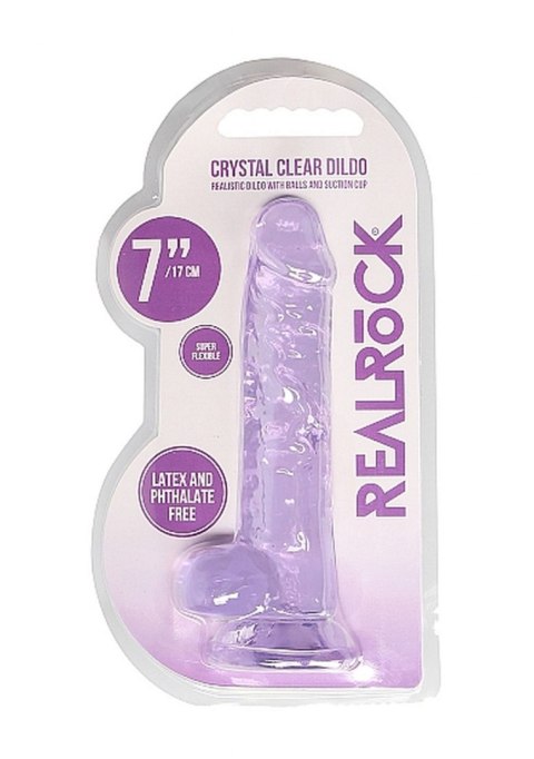 7"" / 18 cm Realistic Dildo With Balls - Purple RealRock