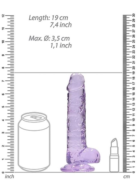 7"" / 18 cm Realistic Dildo With Balls - Purple RealRock