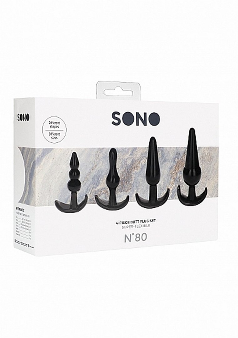 NO. 80 - 4-Piece Butt Plug Set - Black Sono