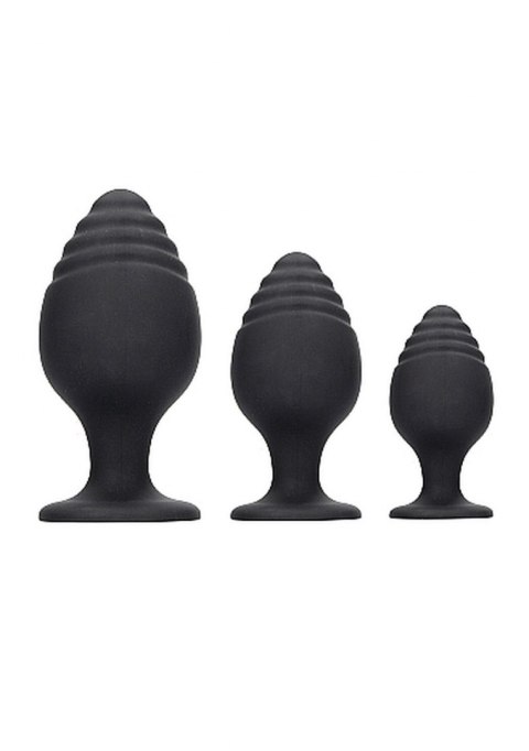 Rippled Butt Plug Set - Black Ouch!