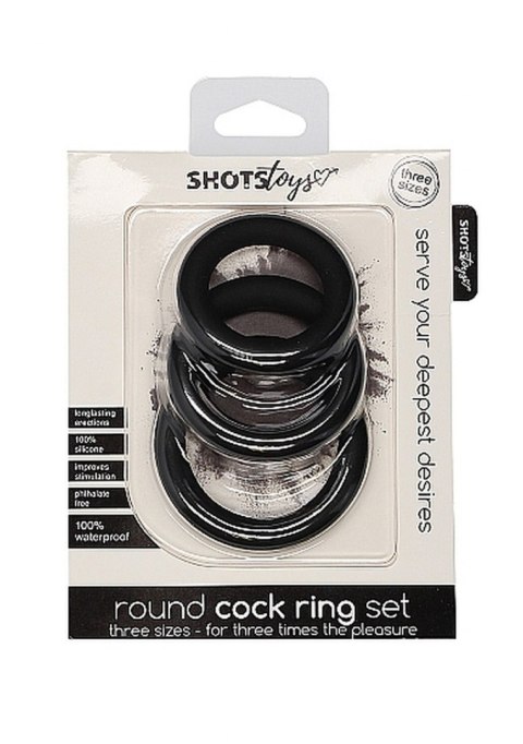 Round Cock Ring Set - Black ShotsToys