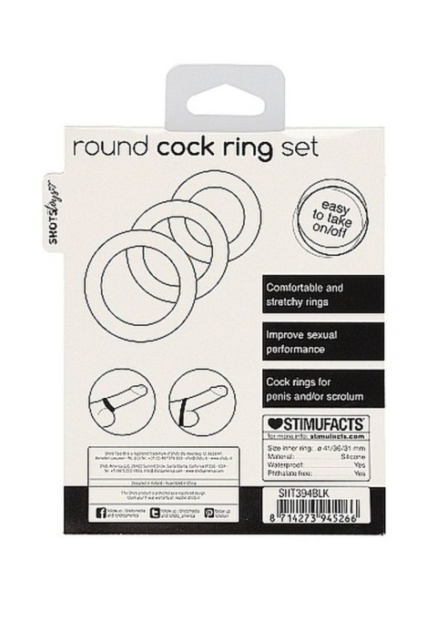 Round Cock Ring Set - Black ShotsToys