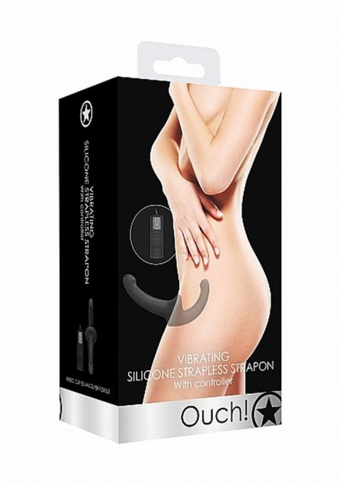 Vibrating Silicone Strapless Strapon - Black Ouch!