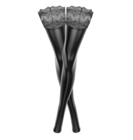 F135 Powerwetlook stockings with siliconed lace S