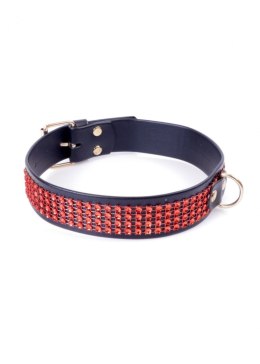 Fetish Boss Series Collar with crystals 3 cm Red Line Fetish Boss Series