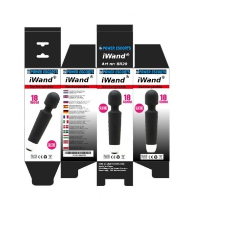 Iwand black rechargeable silicone bodywand massager Power Escorts