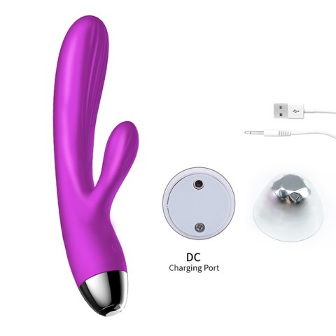 Wibrator - Silicone Vibrator and Pulsator Purple USB 7+7 Function / Heating B - Series Fox