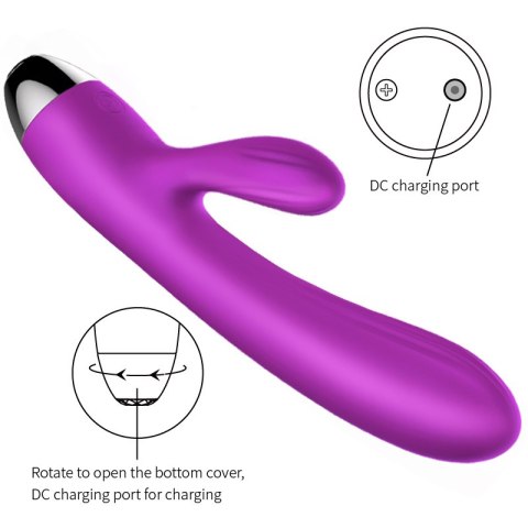 Wibrator - Silicone Vibrator and Pulsator Purple USB 7+7 Function / Heating B - Series Fox