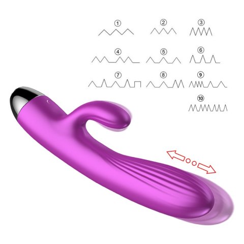 Wibrator - Silicone Vibrator and Pulsator Purple USB 7+7 Function / Heating B - Series Fox