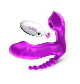 Stymulator-Silicone Panty Vibrator USB, 7 vibrations, Heating, 7 Frequency Of Sucking, Purple Boss Series