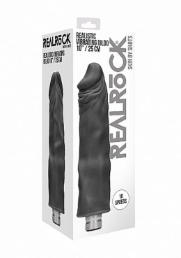 10" / 25 cm Realistic Vibrating Dildo - Black RealRock