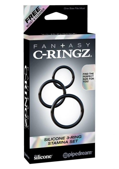 Silicone 3-Ring Stamina Set Black Pipedream