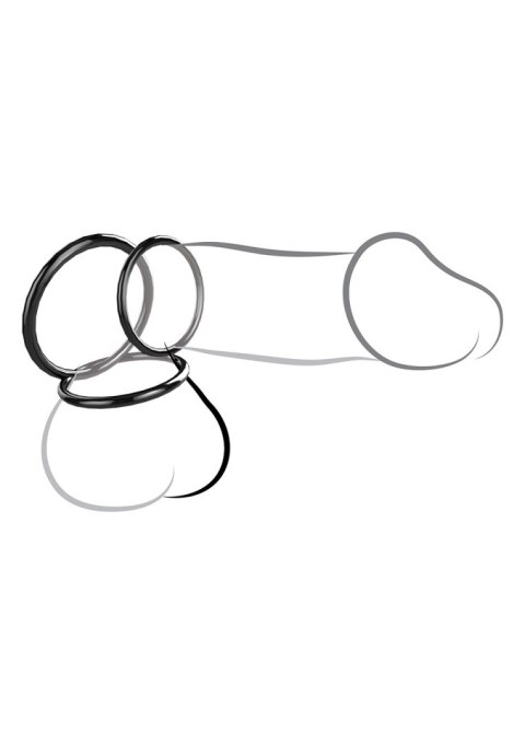 Silicone 3-Ring Stamina Set Black Pipedream