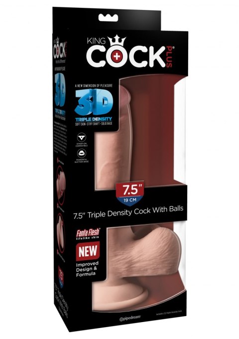 3D Cock with Balls 7.5 inch Light skin tone Pipedream