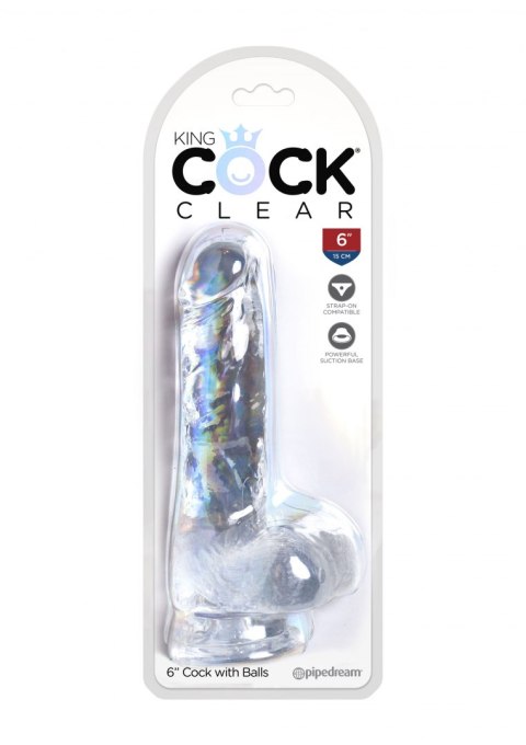 King Cock 6 Inch Cock w Balls Transparent Pipedream