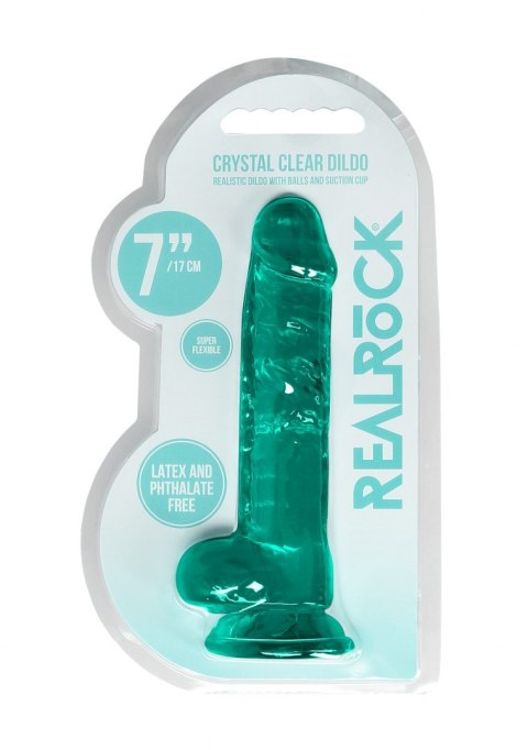 7"""" / 19 cm Realistic Dildo With Balls - Turquoise RealRock