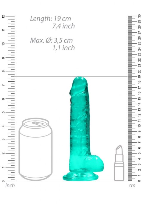 7"""" / 19 cm Realistic Dildo With Balls - Turquoise RealRock