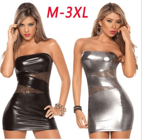 Bielizna - Wetlook Dress Silver one size Body Pleasure