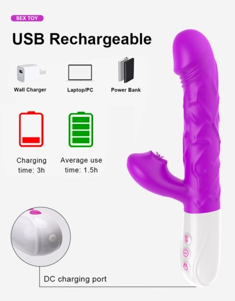 Wibrator- SiliconeTongue Vibrator, USB 10 Function B - Series Fox